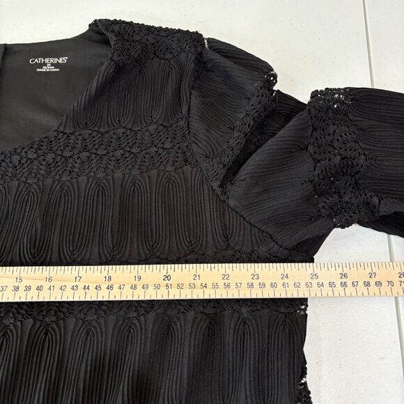 Catherines Black Lace Tunic Top sz 2X Textured Witchy Dark Romantic Whimsigoth - Picture 9 of 11